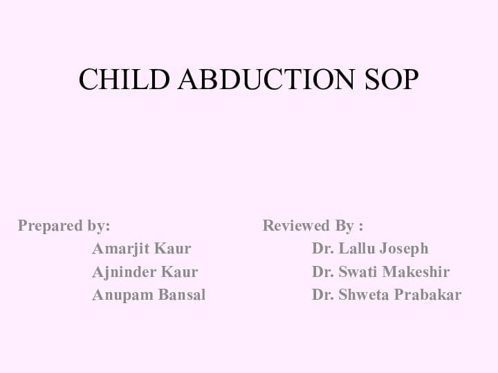 ChILd Abduction SOP